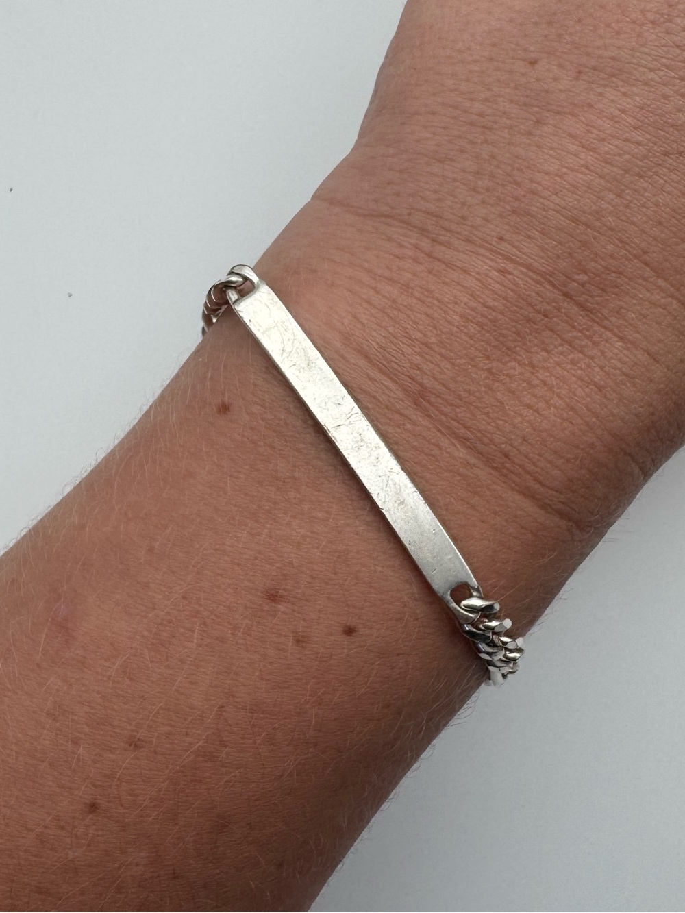 Sterling Silver 925 Figaro Identity Bracelet
